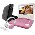 Sylvania Swivel-Screen 7" Portable DVD Player Bundle (Pink) SDVD7060-COMBO-PINK